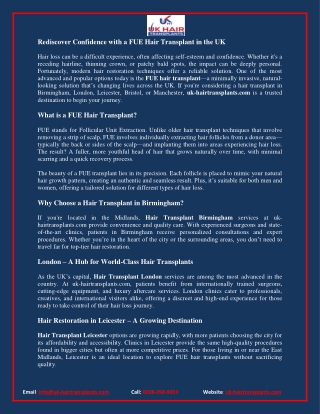 FUE Hair Transplant in the UK