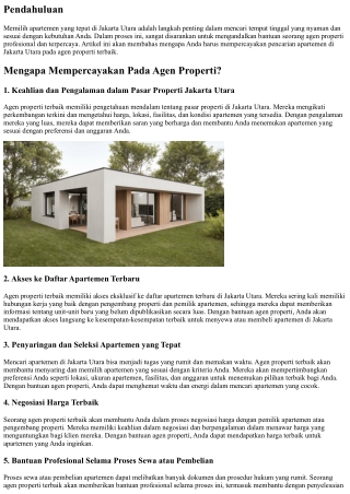 Cari Apartemen di Jakarta Utara? Percayakan Pada Agen Properti Terbaik