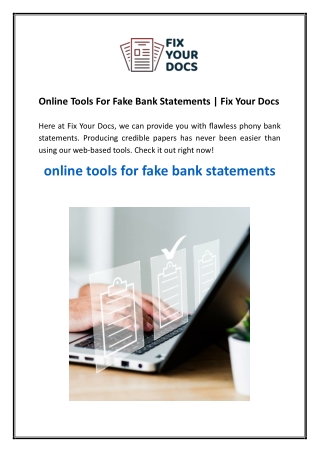 Online Tools For Fake Bank Statements