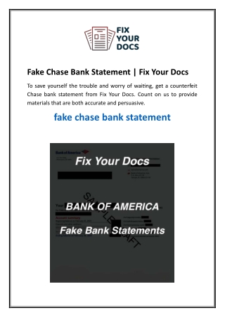 Fake Chase Bank Statement