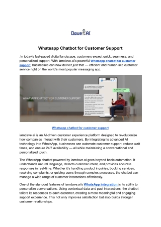 Whatsapp Chatbot for Customer Support