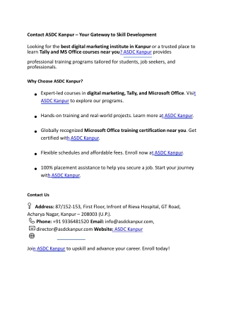 best digital marketing institute in kanpur _ tally and ms office course near me _ microsoft office training certificatio