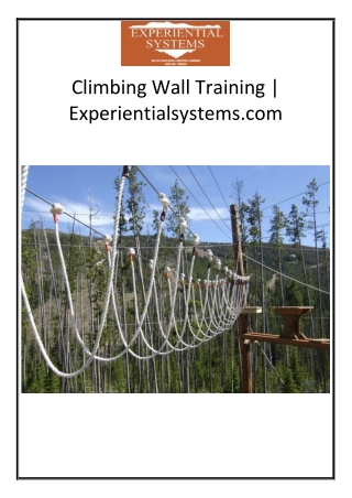 Climbing Wall Training | Experientialsystems.com