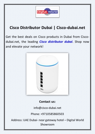 Cisco Distributor Dubai | Cisco-dubai.net