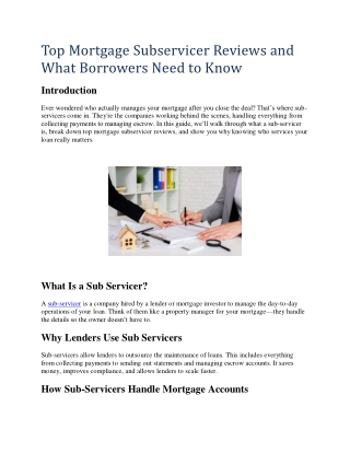 Top Mortgage Subservicer Reviews and What Borrowers Need to Know