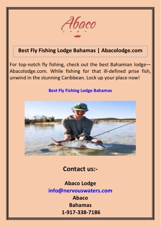 Best Fly Fishing Lodge Bahamas Abacolodge.com