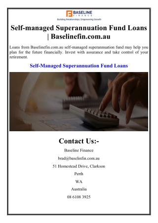 Self-managed Superannuation Fund Loans | Baselinefin.com.au