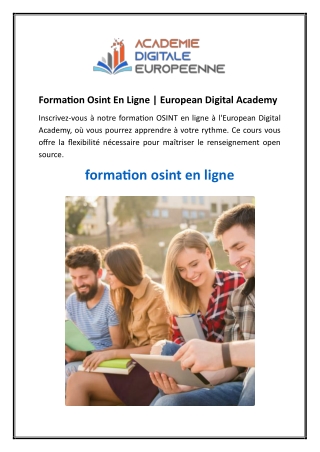 Formation Osint En Ligne