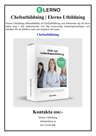 Chefsutbildning | Elerno Utbildning