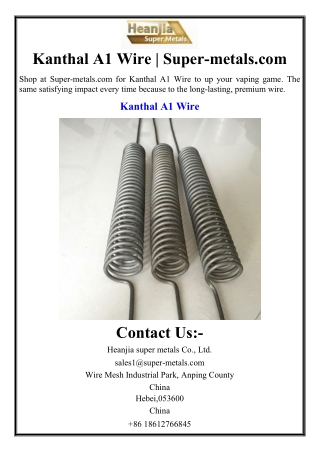 Kanthal A1 Wire | Super-metals.com