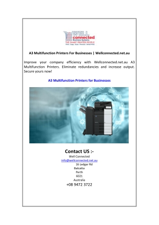 A3 Multifunction Printers For Businesses  Wellconnected.net.au