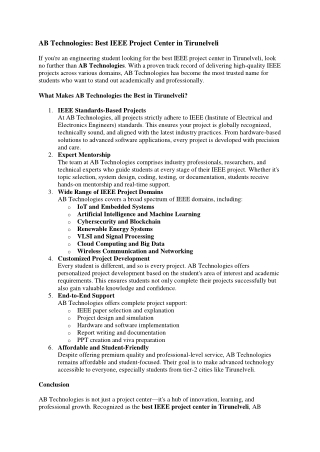 Best IEEE project center in Tirunelveli