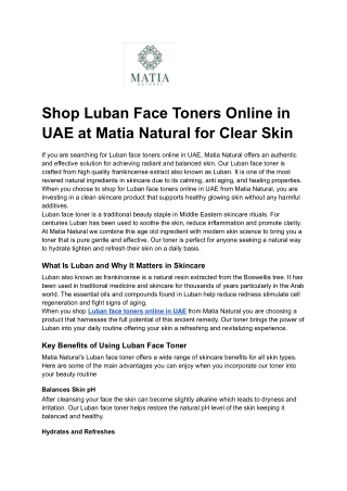 Shop Luban Face Toners Online in UAE at Matia Natural for Clear Skin
