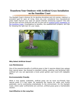 Transform Your Outdoors with Artificial Grass Installation on the Sunshine Coast