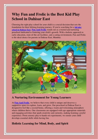 Best Kid Play School in Dahisar East