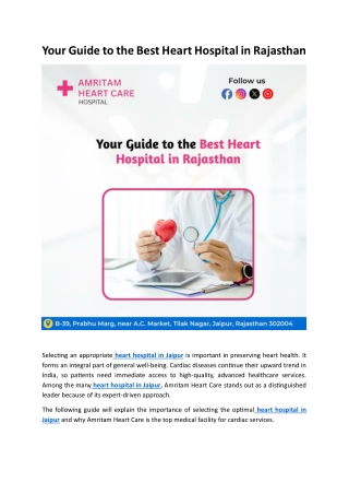 Your Guide to the Best Heart Hospital in Rajasthan