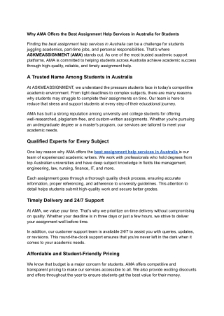 Why AMA Offers the Best Assignment Help Services in Australia for Students