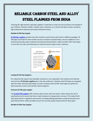 Reliable Carbon Steel and Alloy Steel Flanges from India