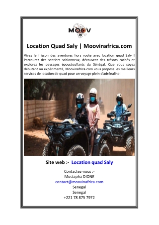 Location Quad Saly  Moovinafrica.com