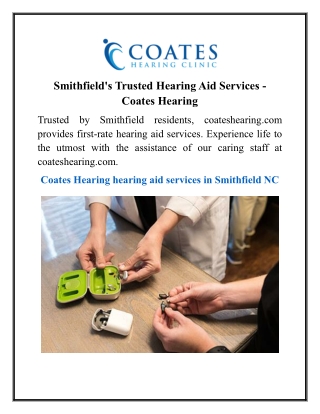 Smithfield's Trusted Hearing Aid Services - Coates Hearing