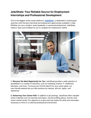 JobzShala_ Your Reliable Source for Employment Internships and Professional Development
