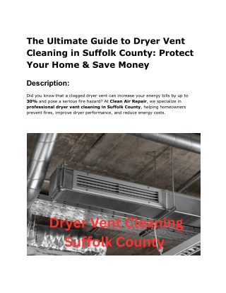 Dryer Vent Cleaning in Suffolk County