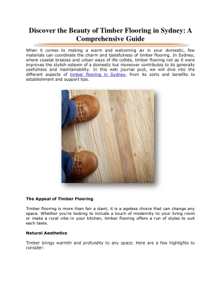 Discover the Beauty of Timber Flooring in Sydney: A Comprehensive Guide