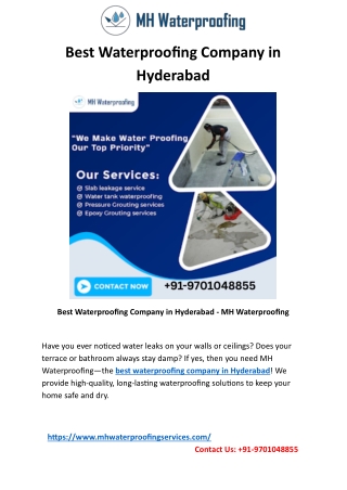 Best Waterproofing Company in Hyderabad
