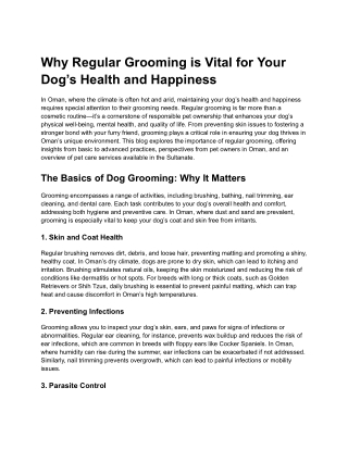 Why Regular Grooming is Vital for Your Dog’s Health and Happiness