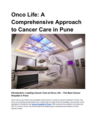 Onco Life_ A Comprehensive Approach to Cancer Care in Pune