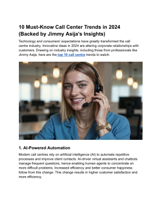 Top 10 Call Centre Innovations for 2024 by Professional Experts
