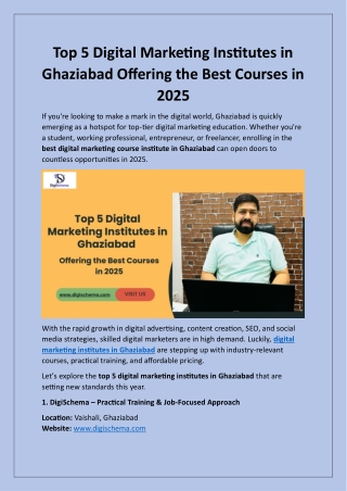Top 5 Digital Marketing Institutes in Ghaziabad Offering the Best Courses in 202