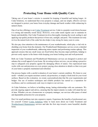 Protecting Your Home with Quality Care