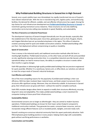 Why Prefabricated Building Structures in Sanand Are in High Demand
