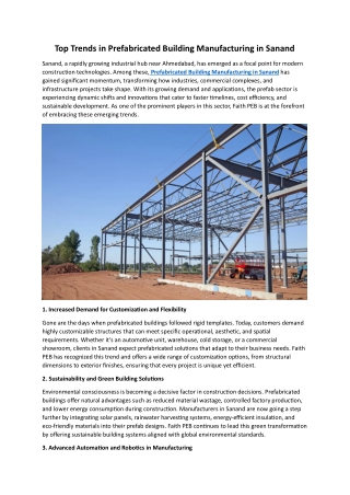 Top Trends in Prefabricated Building Manufacturing in Sanand