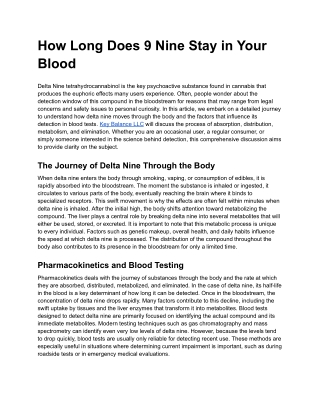 How Long Does Delta 9 Stay in Your Blood - Complete Information
