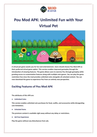 Pou Mod APK: Unlimited Fun with Your Virtual Pet