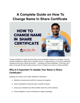 How To Change Name In Share Certificate | Your Door Step