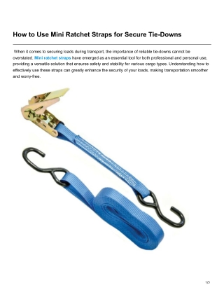 How to Use Mini Ratchet Straps for Secure Tie-Downs