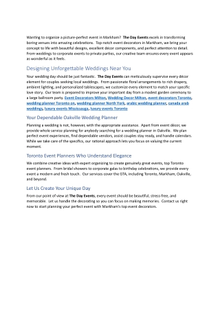 wedding planner Richmond Hill