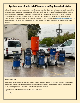 Applications of Industrial Vacuums in Key Texas Industries