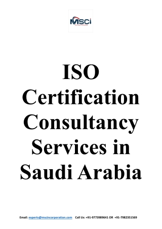 ISO Certification Consultancy Services in Saudi Arabia