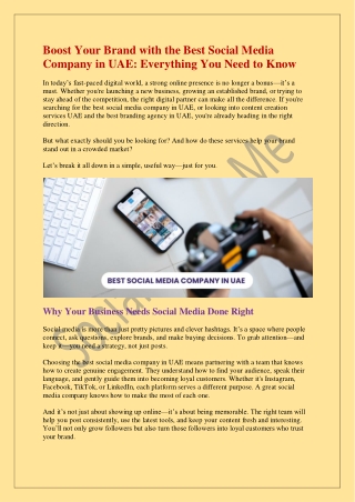 Boost Your Brand with the Best Social Media Company in UAE: Everything You Need