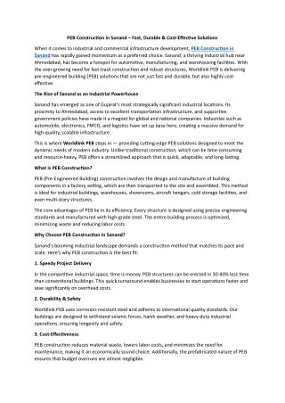 PEB Construction in Sanand