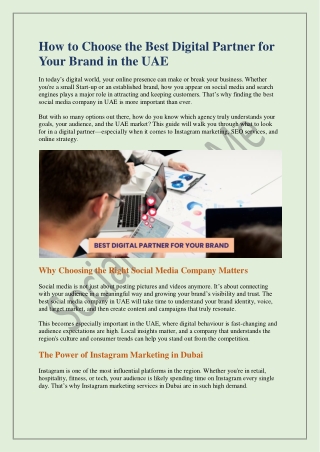 How to Choose the Best Digital Partner for Your Brand in the UAE