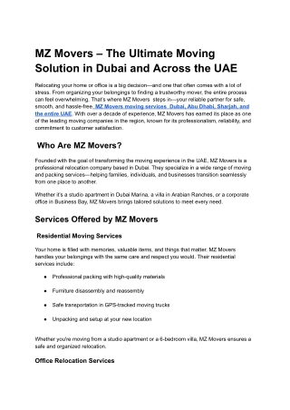 Packing and Moving service in UAE