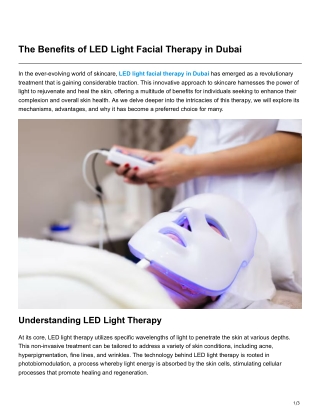 The Benefits of LED Light Facial Therapy in Dubai