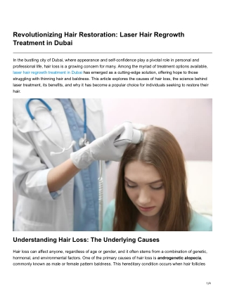 Revolutionizing Hair Restoration Laser Hair Regrowth Treatment in Dubai