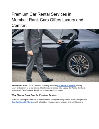 Premium Car Rental Services in Mumbai_ Rank Cars Offers Luxury and Comfort