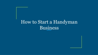 How to Start a Handyman Business